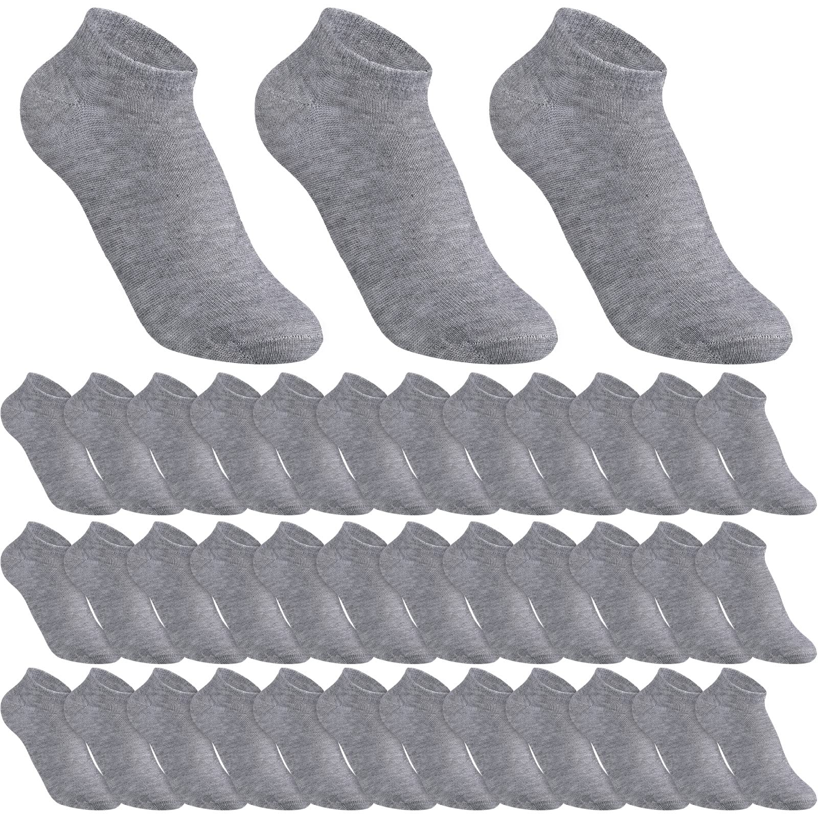 200 Pairs Thin Low Cut Ankle Socks Polyester Comfortable Lightweight Sock for Men Teens Team Charity Event Supplies Bulk Pack (Gray)