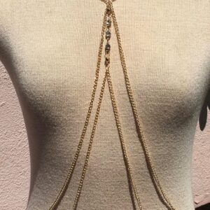 Layering Body Chain with Shinning Crystal, Brides Jewelry Gold Plated (BC28-Crystal )