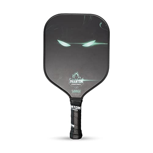 Phantom SAVAGE 13mm Carbon Fiber Wide Body Pickleball Paddles - Max Grit and Spin - USAPA Approved – Pickleball Rackets - Pickle-Ball Equipment with Polypropylene Core – Lightweight (Green)