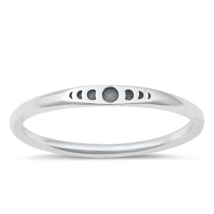 beautiful moon cycle phases ring new .925 cute sterling silver band size 9