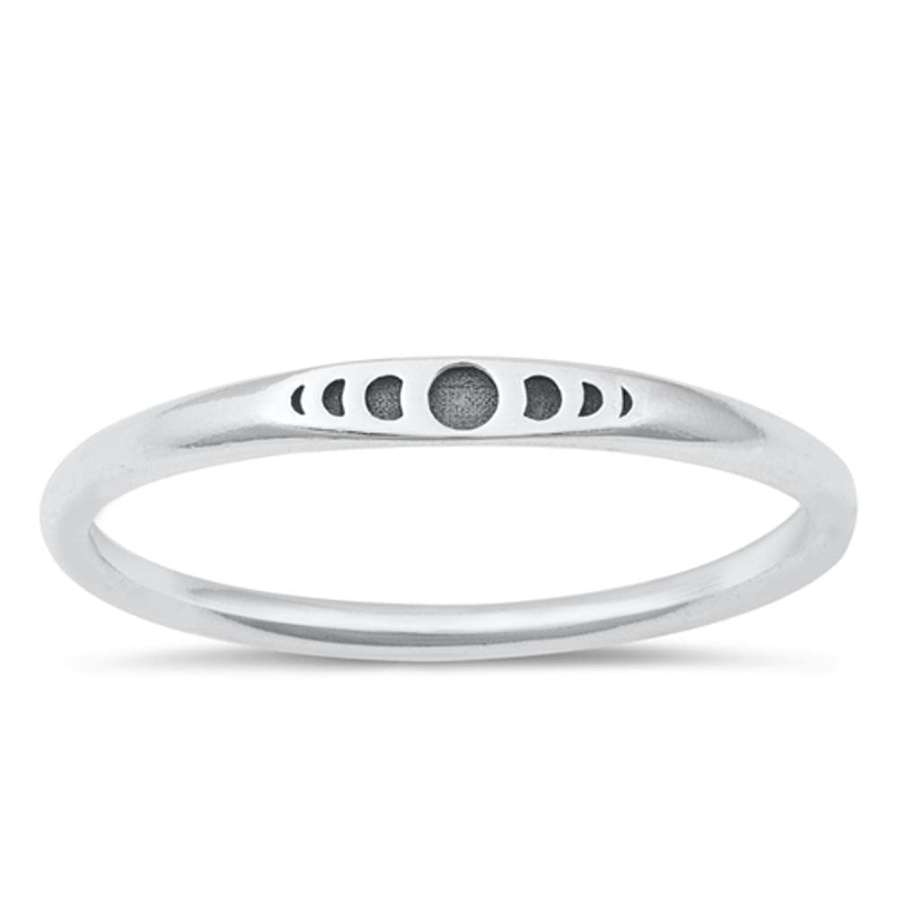 Beautiful Moon Cycle Phases Ring New .925 Cute Sterling Silver Band Size 9