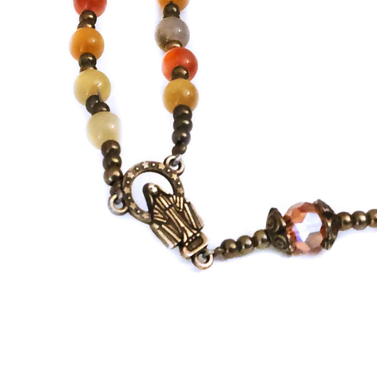 Our Lady of Grace Multi-Color Jade Stone Rosary Beads Catholic for Women and Rosary Bracelet for Women Set,Rosary & Miraculous Medal Bracelet,Catholic Rosary, Stone, Amethyst