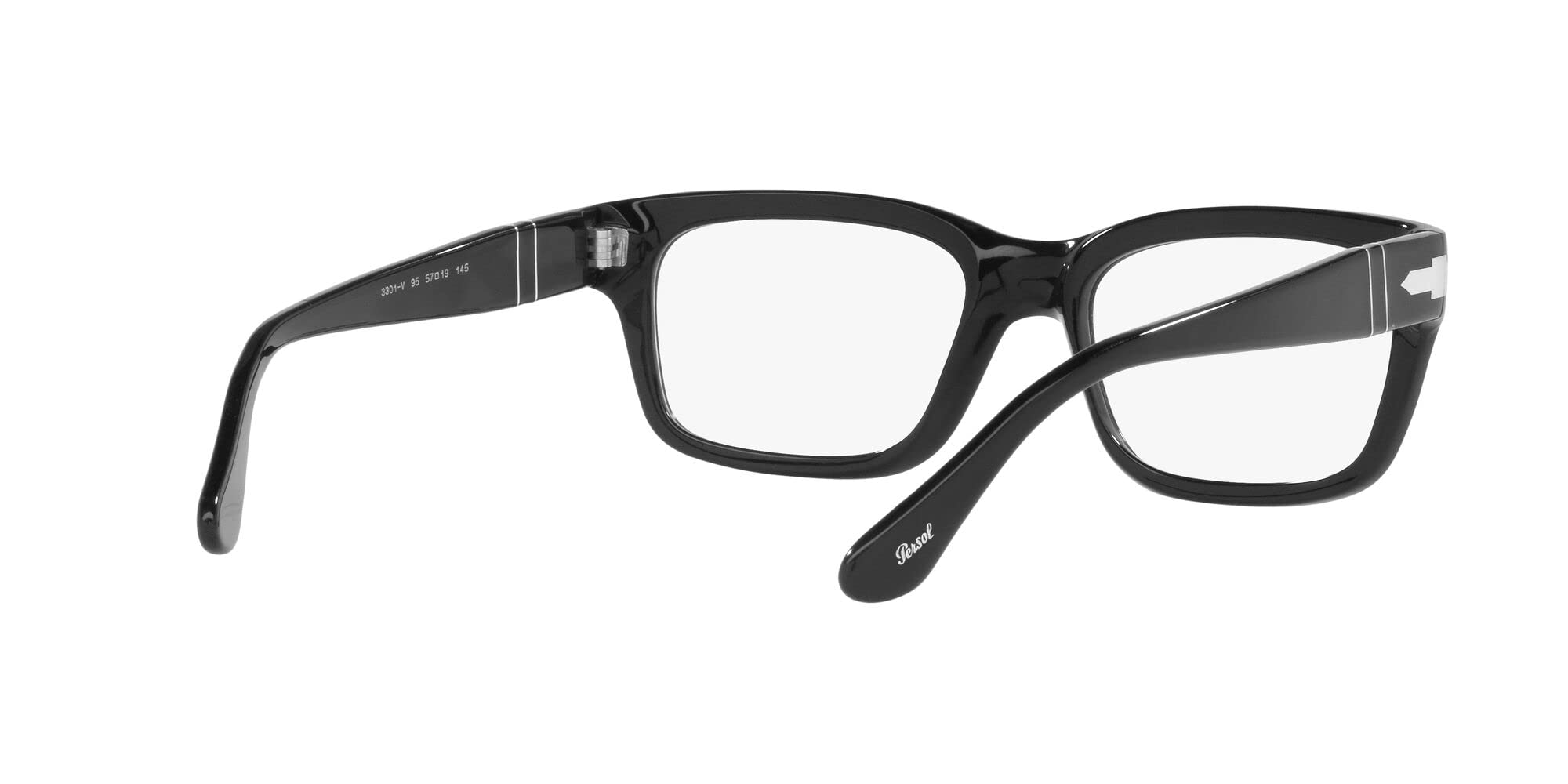 Persol PO3301V Rectangular Prescription Eyewear Frames, Black/Demo Lens, 57 mm