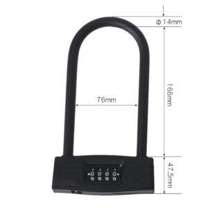 MGUOTP Bicycle Lock Bicycles U Lock Heavy Duty Anti-Theft Bike Combination Lock Combo Gate Lock for Bike Scooter Motorcycles Bike Locks (Color : Black)