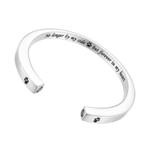 Dletay Urn Bracelet Cremation Bracelet for Ashes Memorial Ashes Bracelet Openable Cuff Bangle Bracelet (Forever in my heart-Silver)