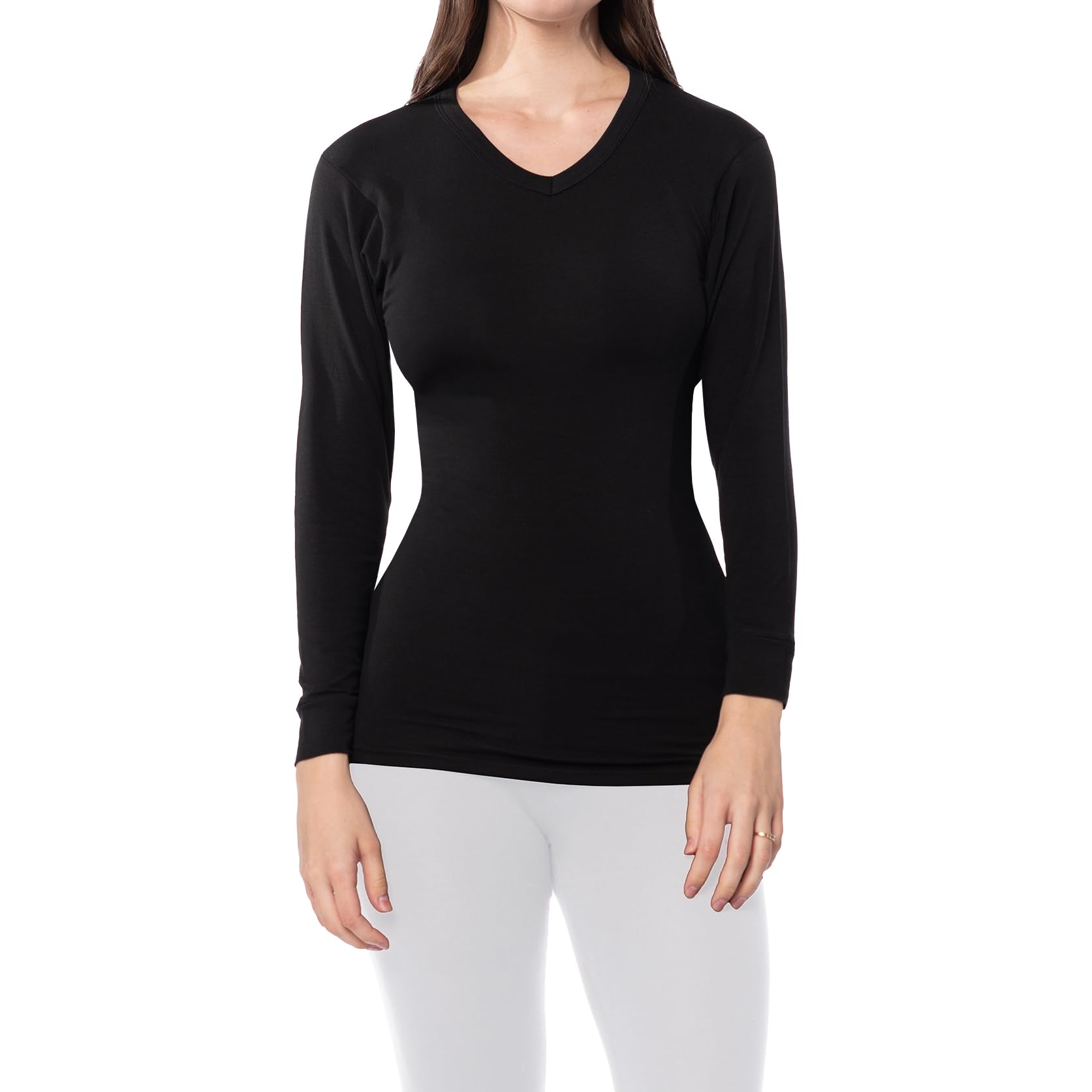 Womens Ultra Soft Midweight Baselayer Top | All Season V Neck Long Sleeve Shirt | Multi Packs