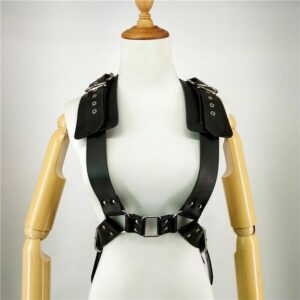 MEACOBRY Men's Faux Leather Body Chest Harness Adjustable Punk Belt Shoulder Straps with Buckle for Party Cosplay Costume