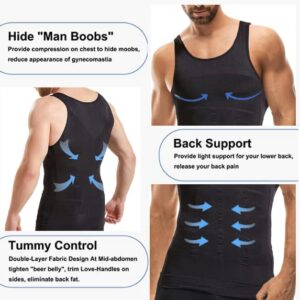 Mistirik 1Pcs Compression Shirts for Men - Mens Slimming Body Shaper Vest - Tight Tank Top for Men - Compression Shirt Tank Top (Black, X-Large)