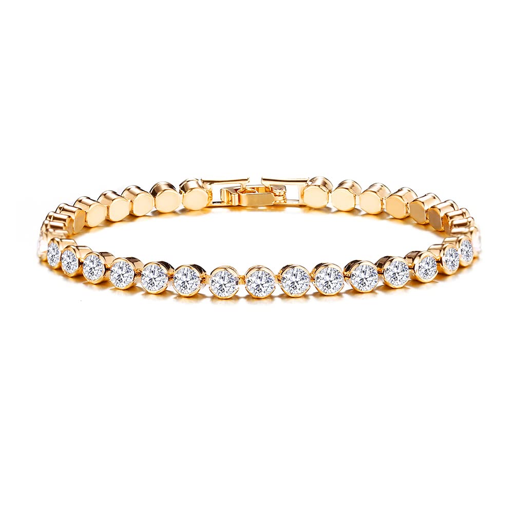 ZAHSY Gold Tennis Bracelet Cubic Zirconia Bracelets for Women Rhinestone Tennis Bracelets for Women Birthday Christmas Gifts Gold Chain Link Bracelet