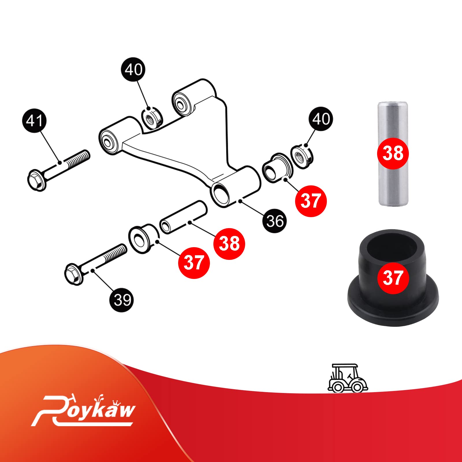 Roykaw Golf Cart Front A-arm Bushing Kit Compatible with EZGO RXV 2008-up Vehicles,OEM# 602085 601340