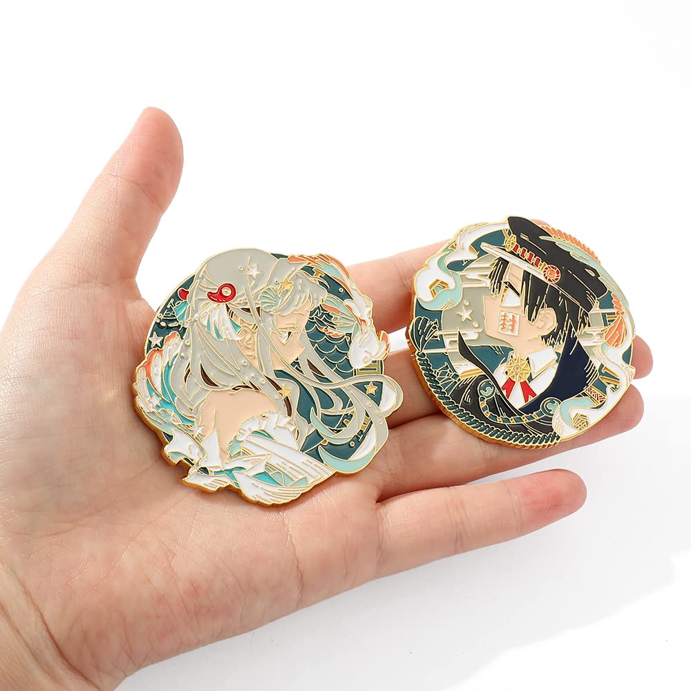 Toilet Bound Hanako Kun Anime Pins, TBHK Manga Cartoon Figures Yashiro Nene Hanako-kun Brooches Enamel Lapel Pins Cosplay Jewelry (2 pcs TBHK Pins)