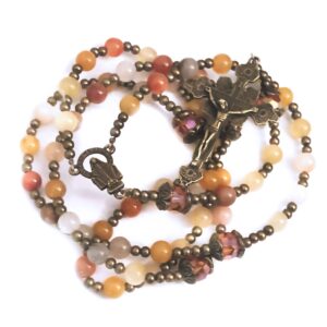 Our Lady of Grace Multi-Color Jade Stone Rosary Beads Catholic for Women and Rosary Bracelet for Women Set,Rosary & Miraculous Medal Bracelet,Catholic Rosary, Stone, Amethyst