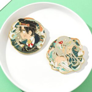 Toilet Bound Hanako Kun Anime Pins, TBHK Manga Cartoon Figures Yashiro Nene Hanako-kun Brooches Enamel Lapel Pins Cosplay Jewelry (2 pcs TBHK Pins)