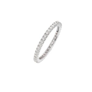 amazon essentials rhodium plated single row pave stackable eternity ring size 7, silver