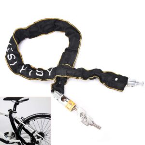 MGUOTP Bicycle Lock Heavy Duty Motorbike Motorcycle Scooter Bike Cycle Motor Bicycle Chain Pad Lock Security Iron Chain Inside + Keys Bike Locks (Color : Black)