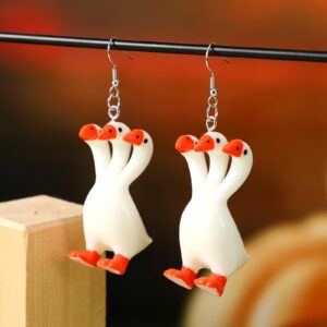 Kathfly Goose Earrings for Women 3 Headed Goose Earrings Cute Funny Weird Earrings Quirky Earrings Farm Pet Animal Earrings Acrylic Jewelry for Lovely Gift Charm