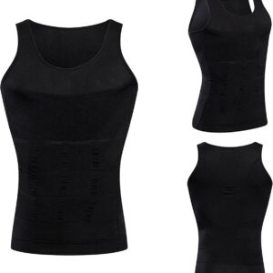 Mistirik 1Pcs Compression Shirts for Men - Mens Slimming Body Shaper Vest - Tight Tank Top for Men - Compression Shirt Tank Top (Black, X-Large)