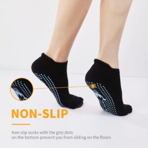 Sanstrong 4 Pairs Non Slip Grip Socks for Pilates Yoga Barre Ballet Dance, Anti Skid Grip Socks for Women and Men