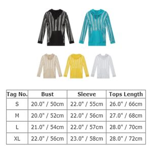 Men's Fishnet Hoodie Shirt Striped Mesh Sheer See Thru Muscle Top Gym Workout Active Shirts Summer Baggy Loose Tee Shirts Blue - Long Sleeve X-Large