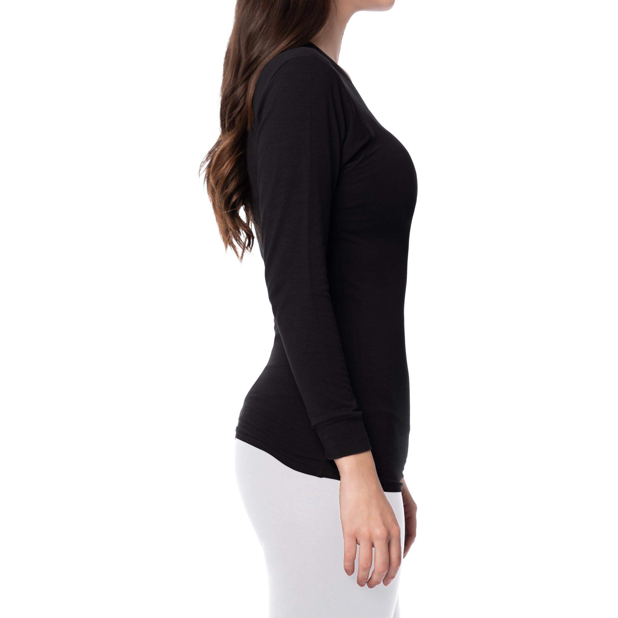 Womens Ultra Soft Midweight Baselayer Top | All Season V Neck Long Sleeve Shirt | Multi Packs