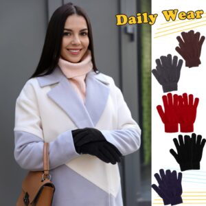 Haysandy 48 Pairs Winter Gloves Bulk Warm Winter Knit Gloves Soft Stretchy Gloves Pack for Unisex Adult Men Women Homeless Supplies Christmas Gift, 5 Colors