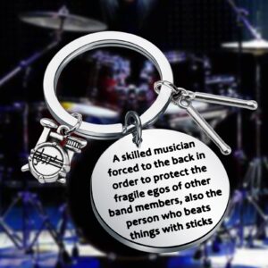 PENQI Drummer Jewelry Drummer Gift Percussion Drumsticks Keychain Percussion Drum Player Gift Drumming Lover Jewelry (drum keychain)