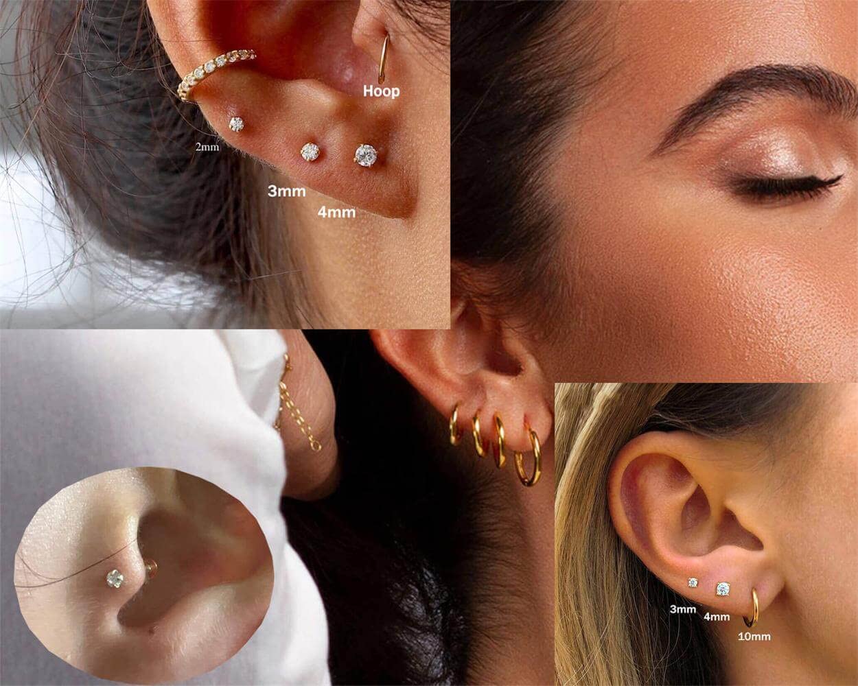 Minimalist Earring Sets for Multiple Piercing|14K Gold Plated Flat Screw Back Studs and Hoops Set for Women:Small Hoops,Flat back Pearl and CZ Earrings Studs for Cartilage,Helix,Lobe,Pack of 6 Pairs