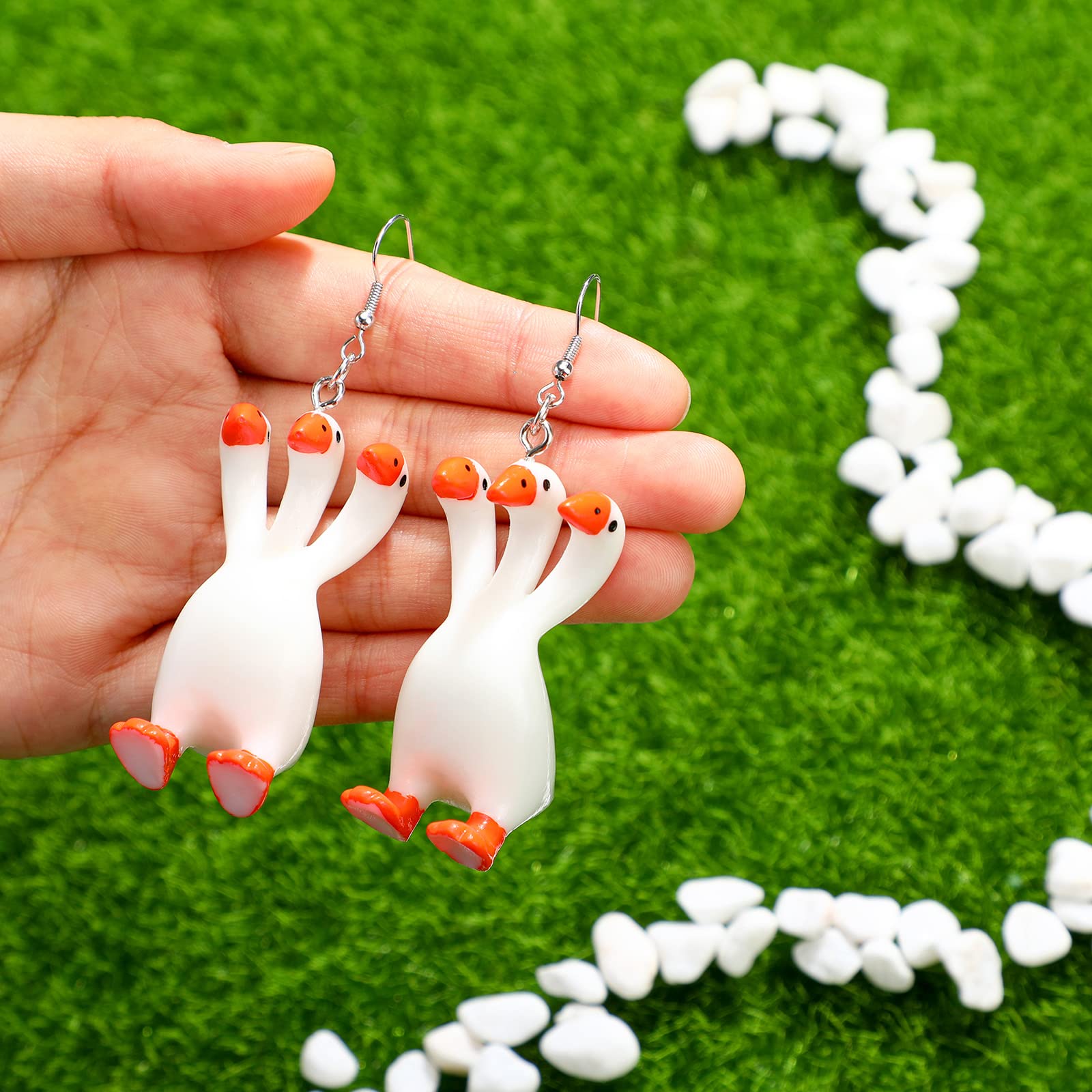 Kathfly Goose Earrings for Women 3 Headed Goose Earrings Cute Funny Weird Earrings Quirky Earrings Farm Pet Animal Earrings Acrylic Jewelry for Lovely Gift Charm