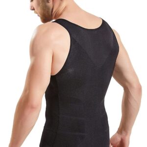 Mistirik 1Pcs Compression Shirts for Men - Mens Slimming Body Shaper Vest - Tight Tank Top for Men - Compression Shirt Tank Top (Black, X-Large)