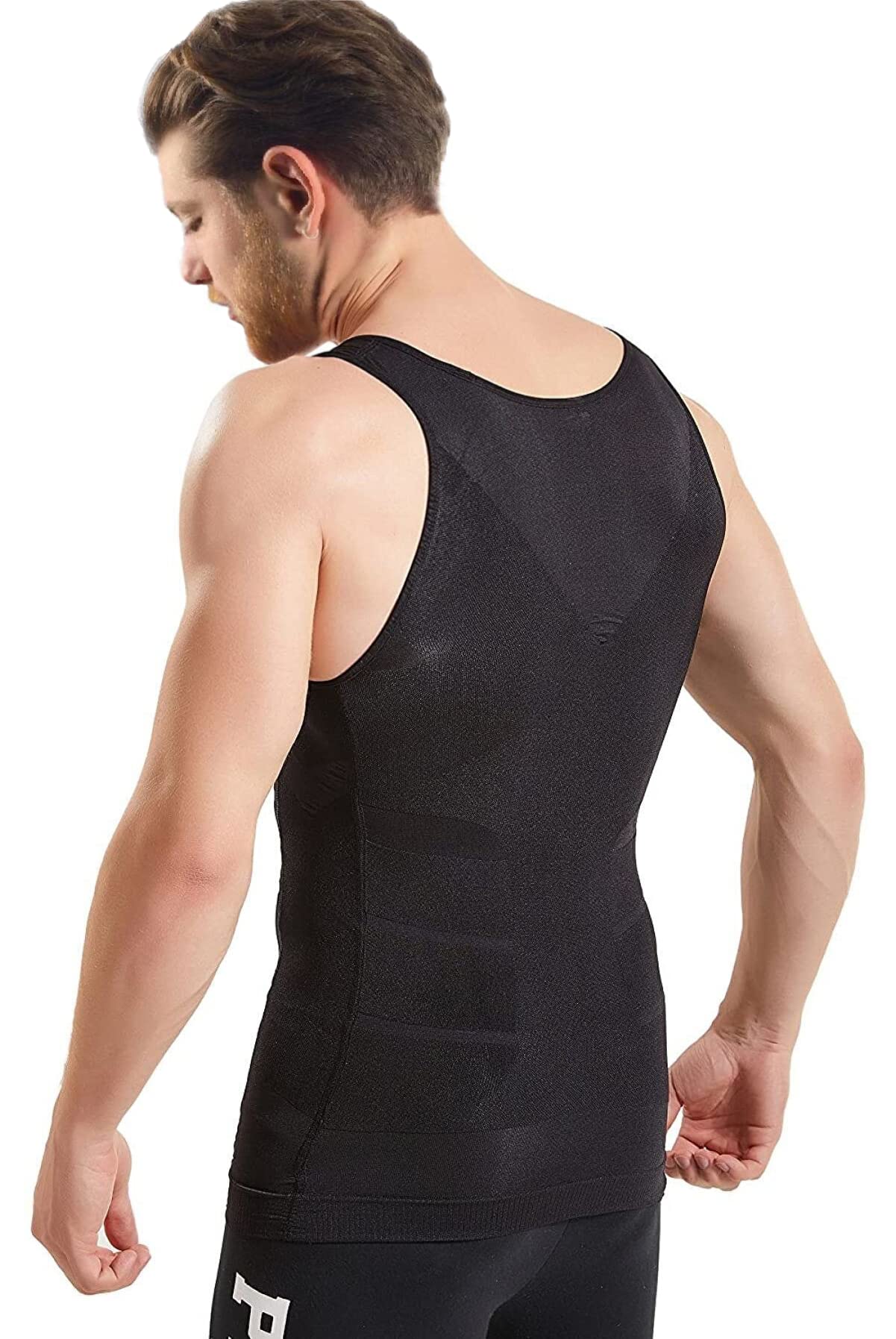 Mistirik 1Pcs Compression Shirts for Men - Mens Slimming Body Shaper Vest - Tight Tank Top for Men - Compression Shirt Tank Top (Black, X-Large)