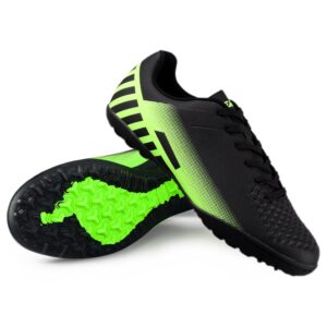 vizari santos turf soccer shoes for adult - size 9, black/green, ultra comfortable and easy adjustable lace football cleats with well-padded collar and footbed