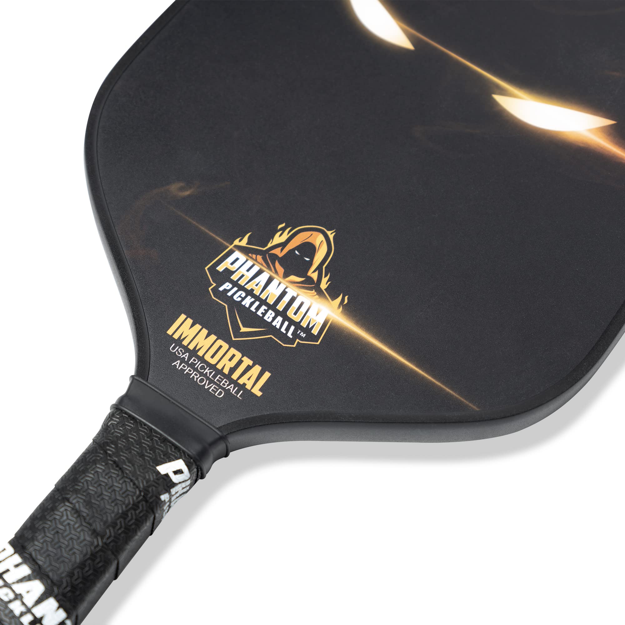 Phantom Immortal Carbon Fiber Wide Body Pickleball Paddles - Max Grit and Spin - USAPA Approved – Pickleball Rackets - Pickle-Ball Equipment with Polypropylene Core – Lightweight (Gold)