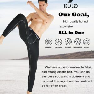 TELALEO 5 Pack Men's Compression Pants Workout Leggings Running Athletic Sports Basketball Tights Baselayer XL