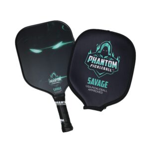 phantom savage 13mm carbon fiber wide body pickleball paddles - max grit and spin - usapa approved – pickleball rackets - pickle-ball equipment with polypropylene core – lightweight (green)