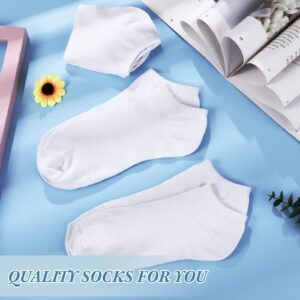 200 Pairs Thin Low Cut Ankle Socks Polyester Comfortable Lightweight Sock for Men Teens Team Charity Event Supplies Bulk Pack (White)