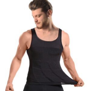 Mistirik 1Pcs Compression Shirts for Men - Mens Slimming Body Shaper Vest - Tight Tank Top for Men - Compression Shirt Tank Top (Black, X-Large)