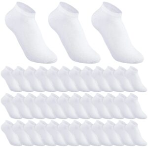 200 Pairs Thin Low Cut Ankle Socks Polyester Comfortable Lightweight Sock for Men Teens Team Charity Event Supplies Bulk Pack (White)