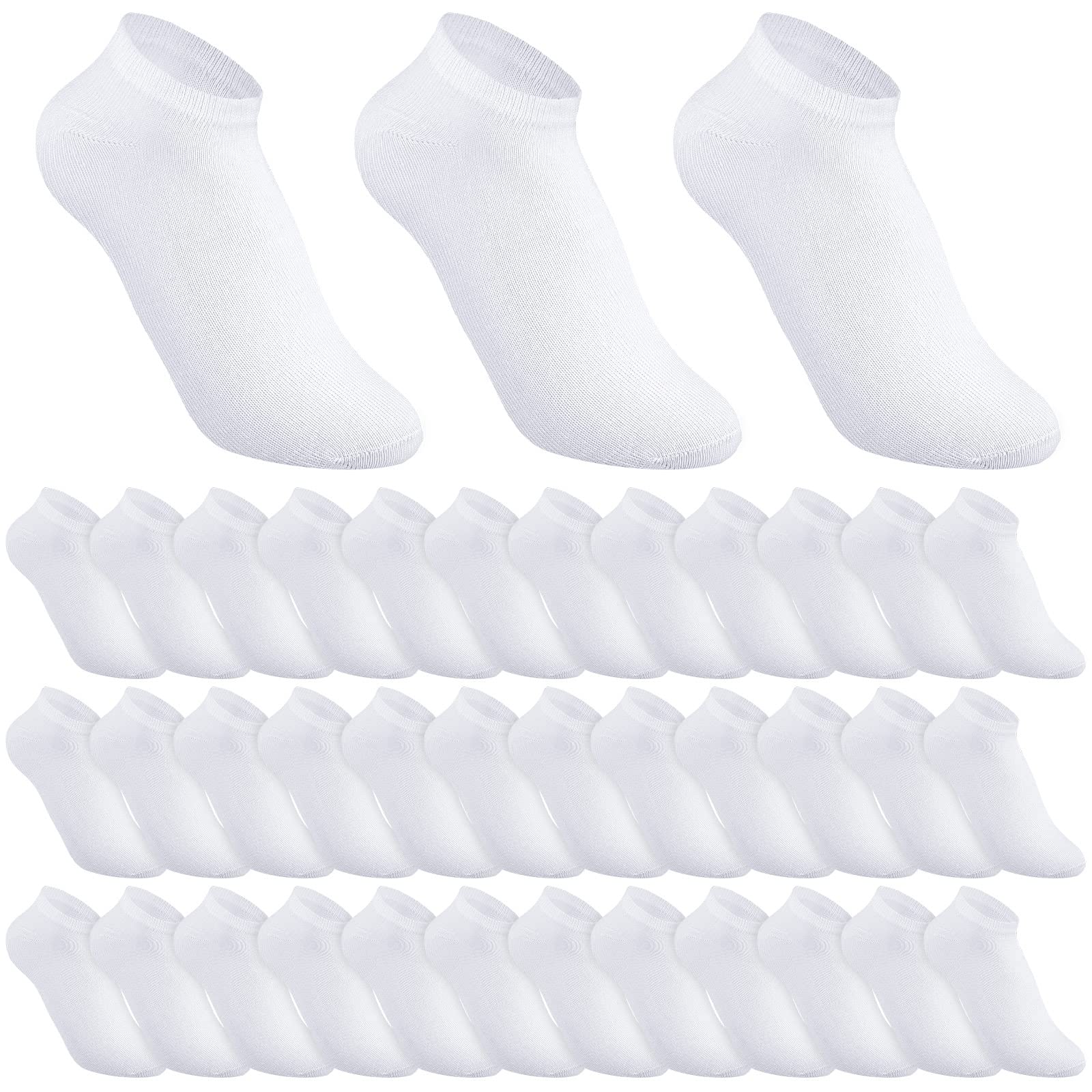 200 Pairs Thin Low Cut Ankle Socks Polyester Comfortable Lightweight Sock for Men Teens Team Charity Event Supplies Bulk Pack (White)