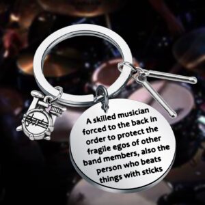 PENQI Drummer Jewelry Drummer Gift Percussion Drumsticks Keychain Percussion Drum Player Gift Drumming Lover Jewelry (drum keychain)