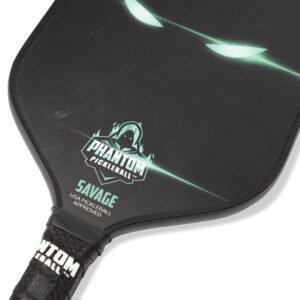 Phantom SAVAGE 13mm Carbon Fiber Wide Body Pickleball Paddles - Max Grit and Spin - USAPA Approved – Pickleball Rackets - Pickle-Ball Equipment with Polypropylene Core – Lightweight (Green)