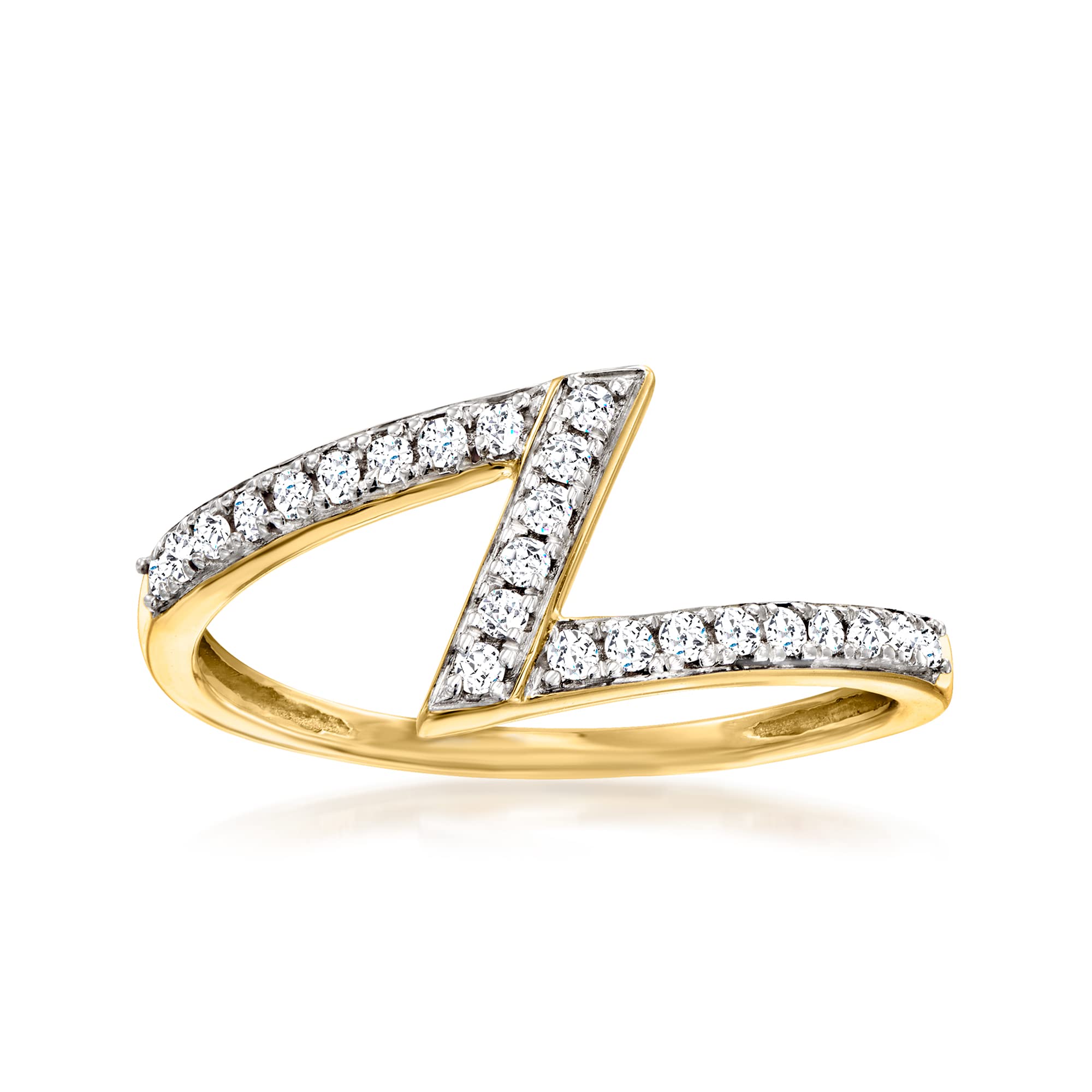 Canaria 0.20 ct. t.w. Diamond Zigzag Ring in 10kt Yellow Gold. Size 7