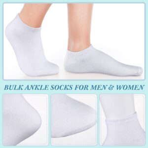 200 Pairs Thin Low Cut Ankle Socks Polyester Comfortable Lightweight Sock for Men Teens Team Charity Event Supplies Bulk Pack (White)