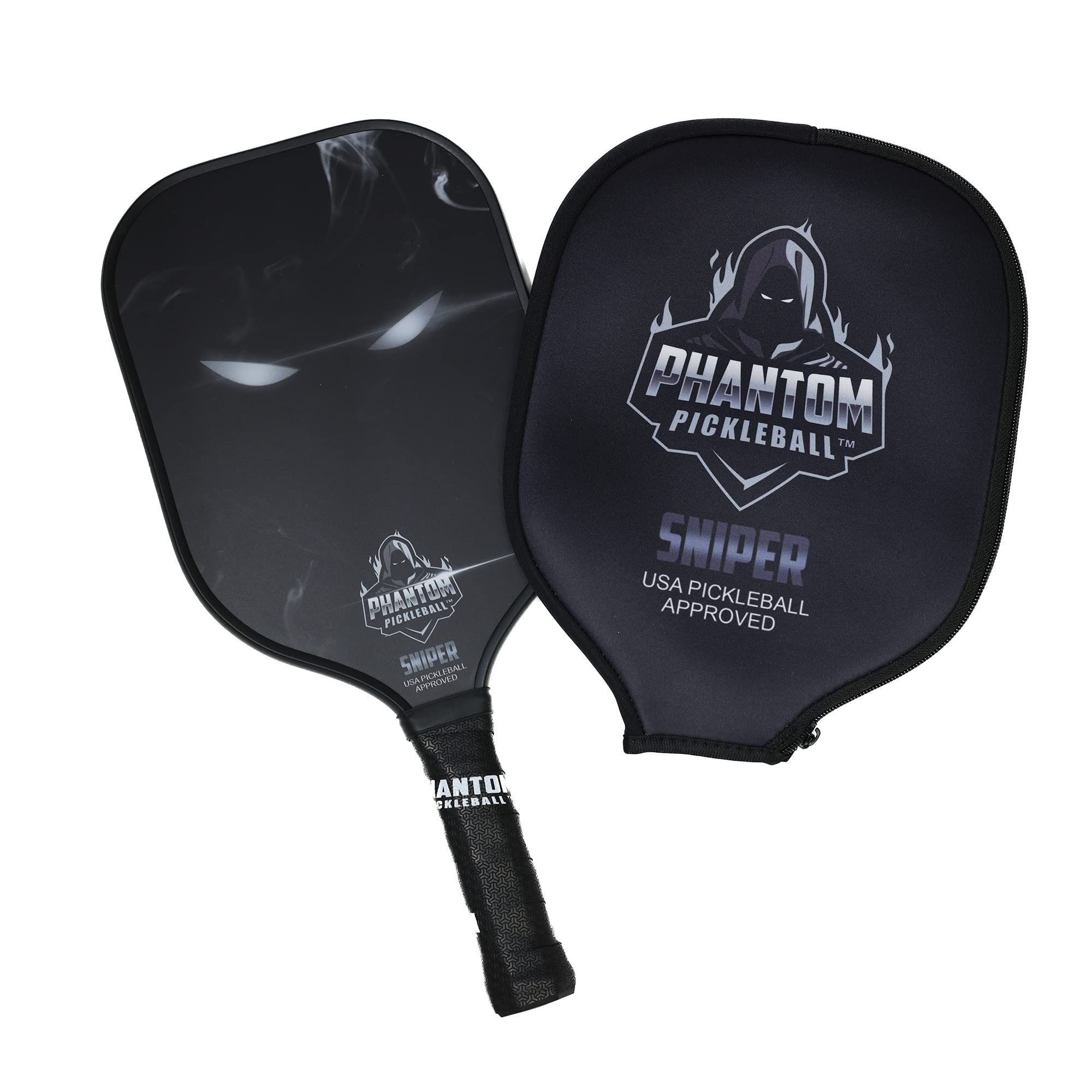 Phantom Sniper 13mm Carbon Fiber Elongated Body Pickleball Paddles - Max Grit and Spin - USAPA Approved – Pickleball Rackets - Pickle-Ball Equipment with Polypropylene Core – Lightweight (Steel)