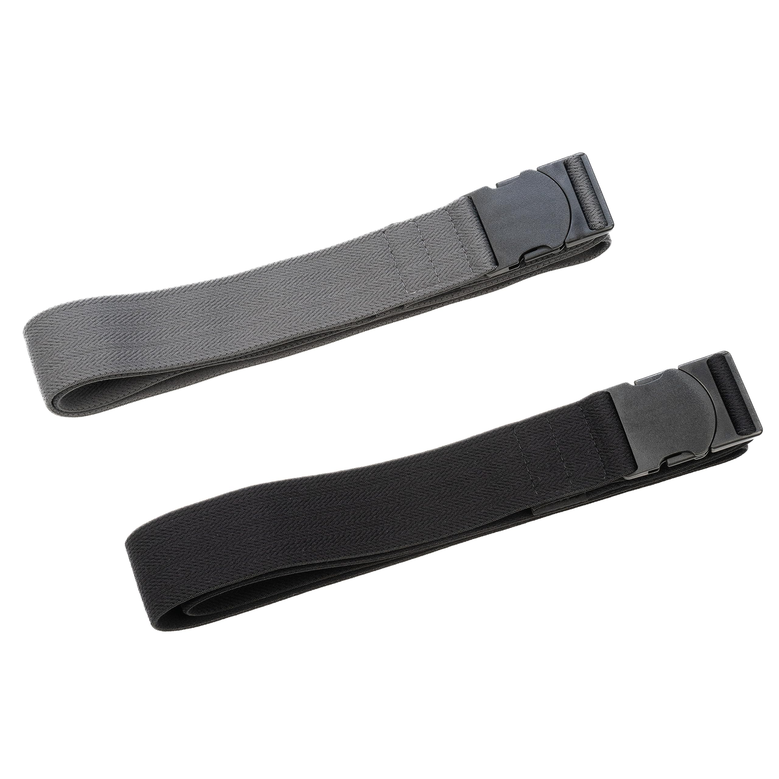 ENOUT Stretch Belts for Men 2-Pack | Elastic Nylon | Easy Adjustable Buckle | Comfort Fit, Black, One side up to 40''