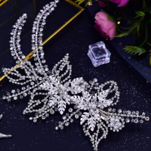 LOVFOIVER Wedding Head Pieces Crystal Bridal Hair Clips Women's Handmade Bridal Rhinestone Wedding Party Hair Accessories