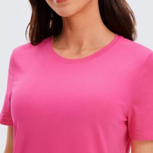 CRZ YOGA Pima Cotton Womens Short Sleeve Shirt Loose Yoga T-Shirt Casual Tee Top Sonic Pink Medium