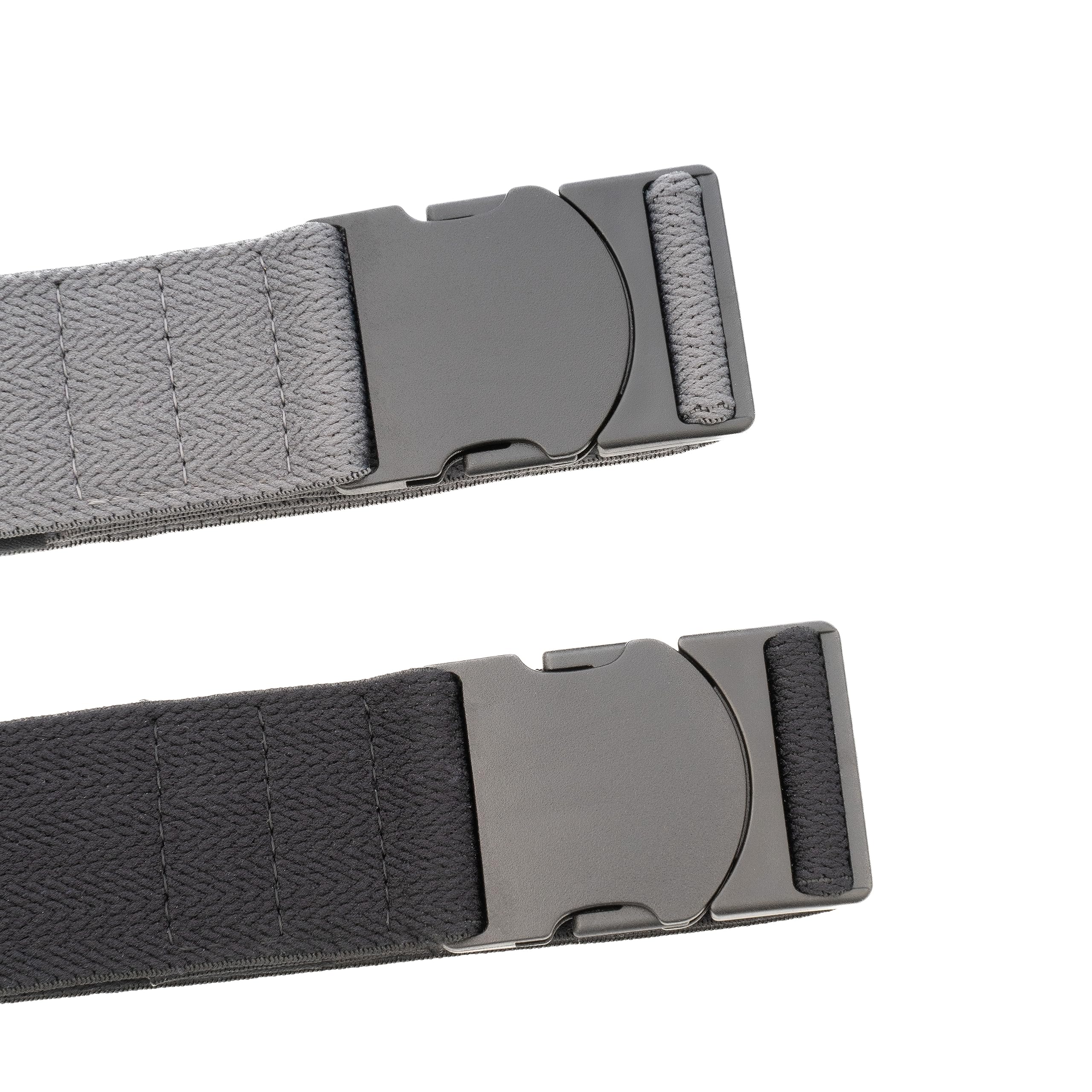 ENOUT Stretch Belts for Men 2-Pack | Elastic Nylon | Easy Adjustable Buckle | Comfort Fit, Black, One side up to 40''