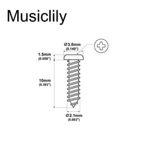 Musiclily Ultra 2.1x10mm Stainless Steel Pan Head Mounting Screws for Acoustic Electric Guitar Bass Tuners Machine Heads, Nickel (Set of 20)