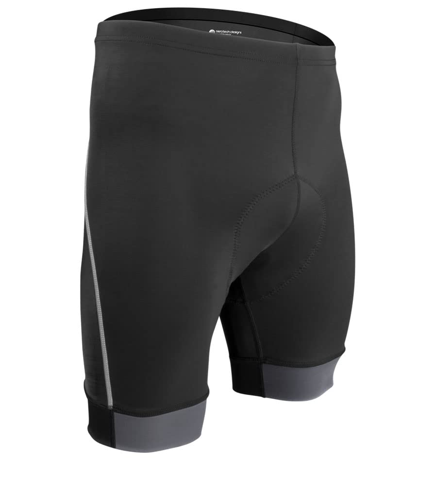 AERO|TECH|DESIGNS | Big Men's Clydesdale Padded Bike Shorts | 1X-Large | Charcoal