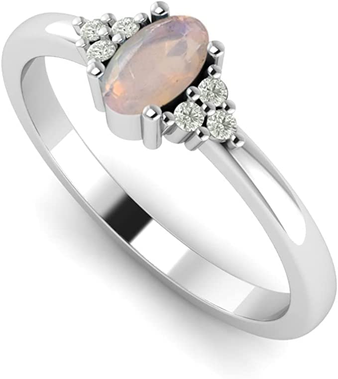 DHRUVANSH CREATIONS 925 Sterling Silver Ethiopian Opal with White Topaz Jewelry Ring, Boho Women Ring, Dainty Ring (8)